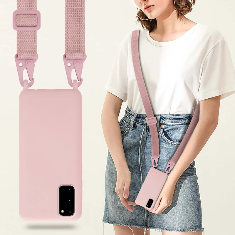 Cadorabo Handy Kette kompatibel mit Samsung Galaxy S20 Silikon Schutzhülle mit längen verstellbaren Kordel Band