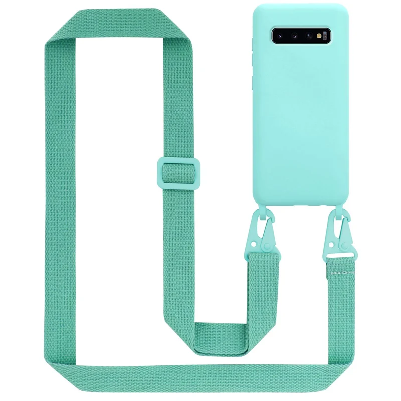 Cadorabo Handy Kette kompatibel mit Samsung Galaxy S10 4G Silikon Schutzhülle mit längen verstellbaren Kordel Band