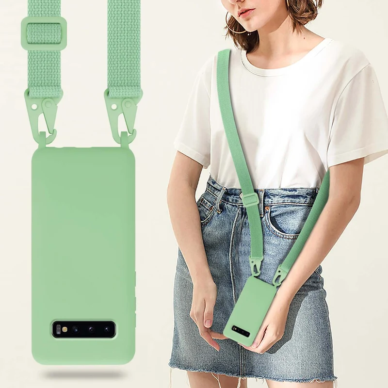 Cadorabo Handy Kette kompatibel mit Samsung Galaxy S10 4G Silikon Schutzhülle mit längen verstellbaren Kordel Band
