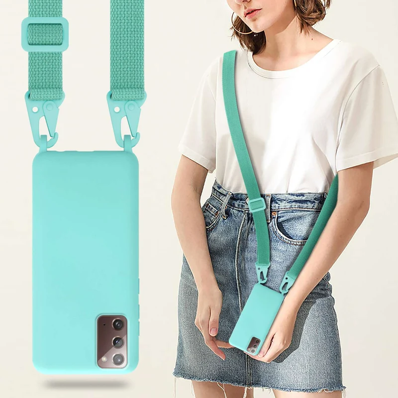 Cadorabo Handy Kette kompatibel mit Samsung Galaxy NOTE 20 Silikon Schutzhülle mit längen verstellbaren Kordel Band