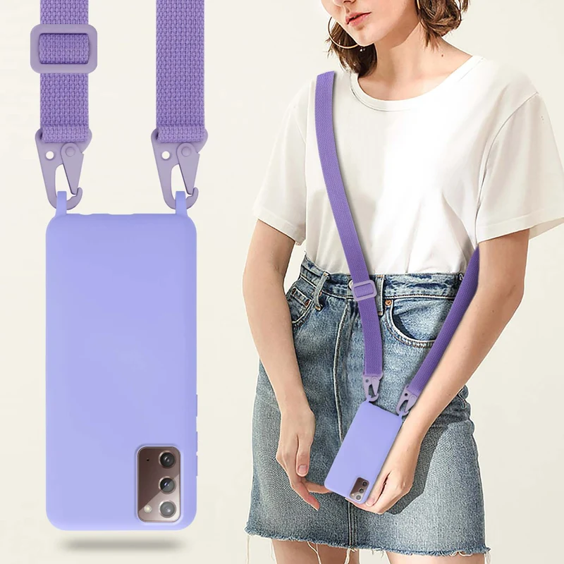 Cadorabo Handy Kette kompatibel mit Samsung Galaxy NOTE 20 Silikon Schutzhülle mit längen verstellbaren Kordel Band