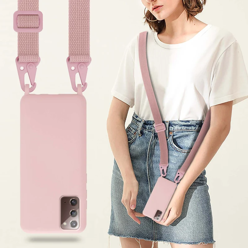 Cadorabo Handy Kette kompatibel mit Samsung Galaxy NOTE 20 Silikon Schutzhülle mit längen verstellbaren Kordel Band