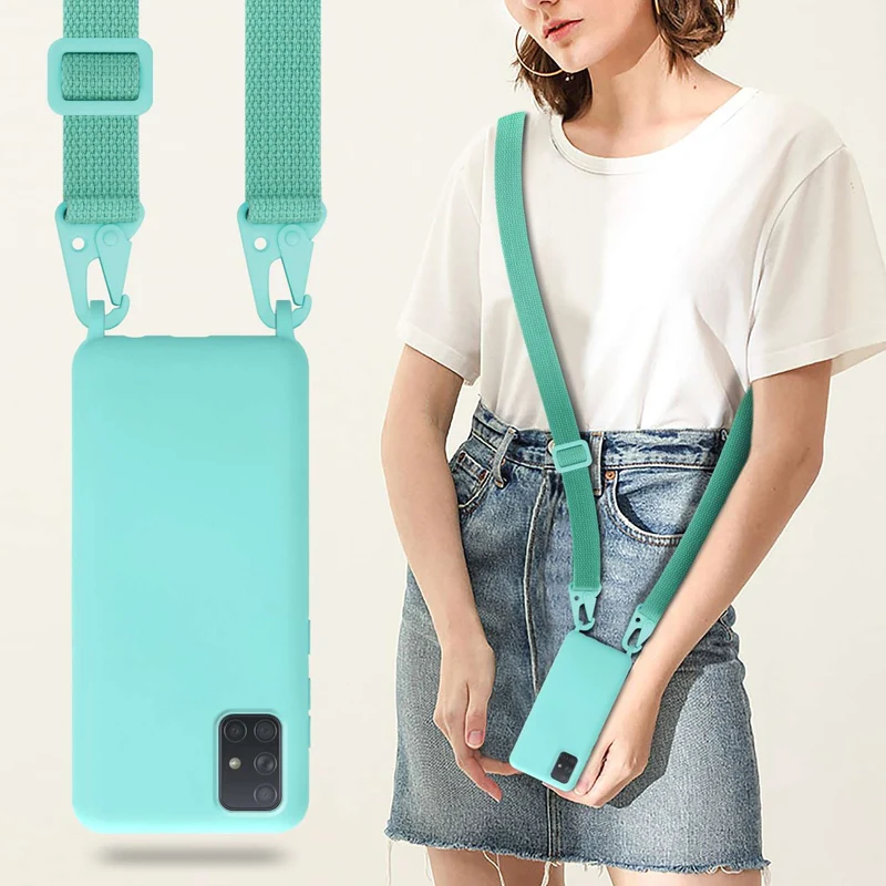 Cadorabo Handy Kette kompatibel mit Samsung Galaxy A71 4G Silikon Schutzhülle mit längen verstellbaren Kordel Band