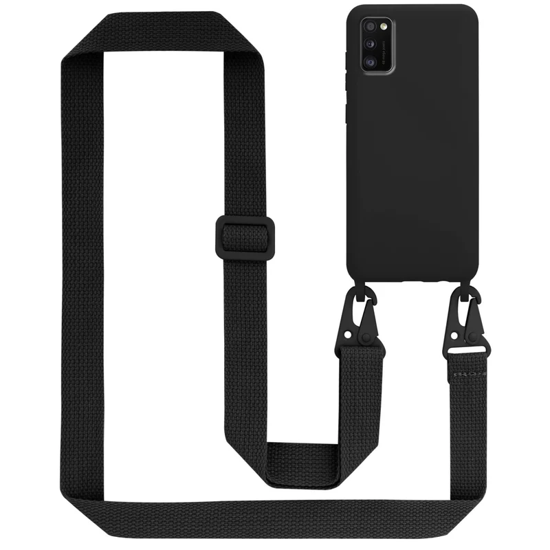 Cadorabo Handy Kette kompatibel mit Samsung Galaxy A41 Silikon Schutzhülle mit längen verstellbaren Kordel Band