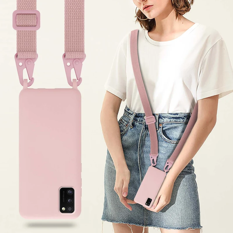 Cadorabo Handy Kette kompatibel mit Samsung Galaxy A41 Silikon Schutzhülle mit längen verstellbaren Kordel Band