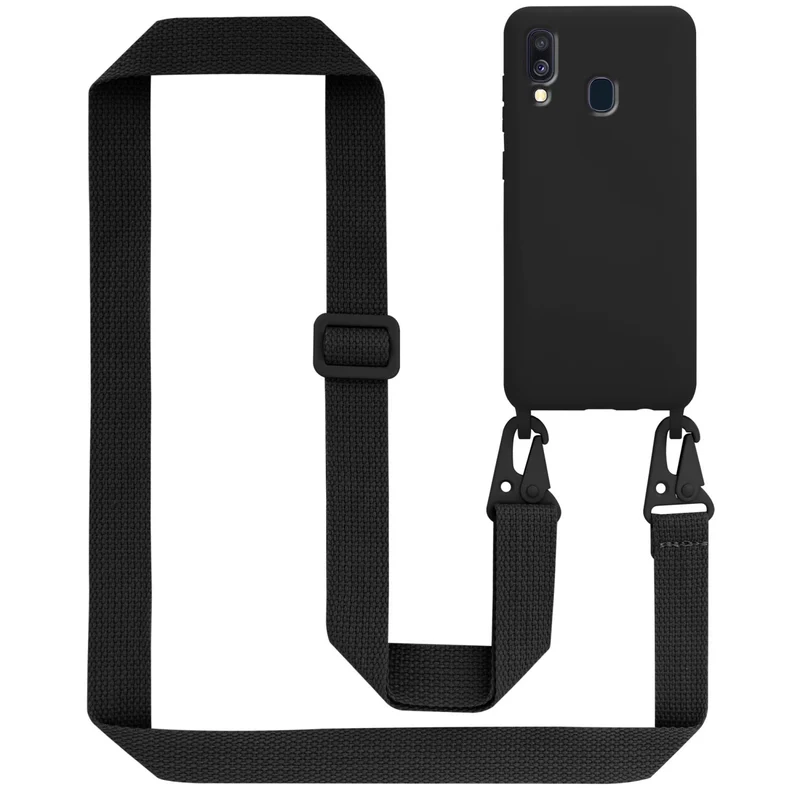 Cadorabo Handy Kette kompatibel mit Samsung Galaxy A40 Silikon Schutzhülle mit längen verstellbaren Kordel Band