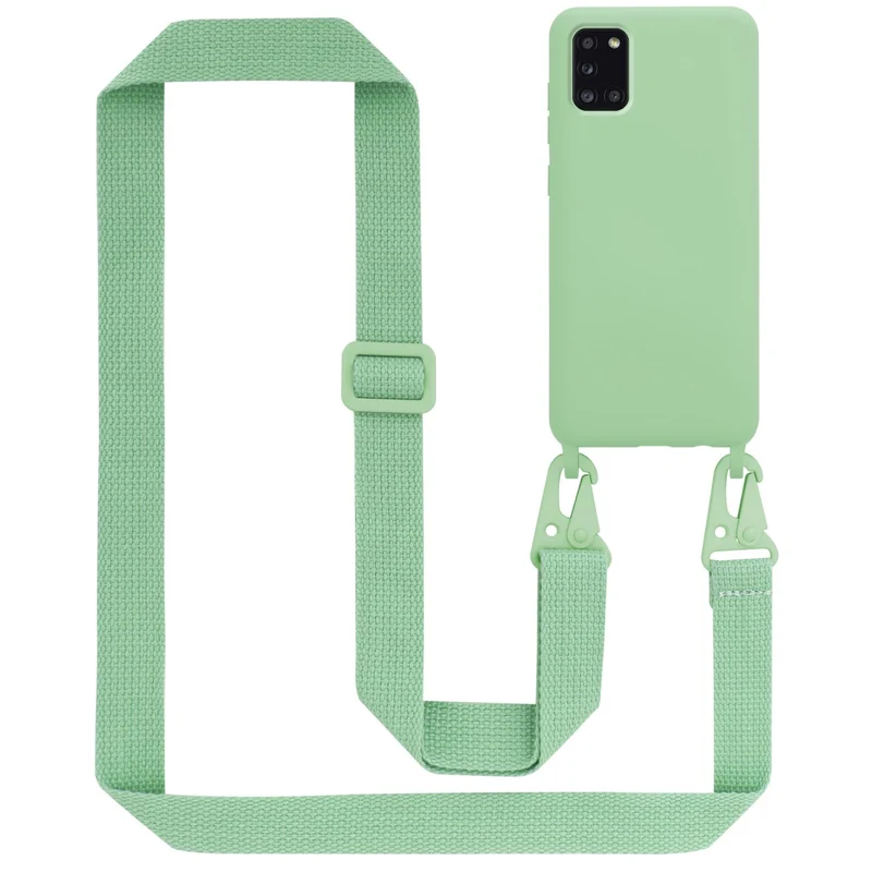 Cadorabo Handy Kette kompatibel mit Samsung Galaxy A31 Silikon Schutzhülle mit längen verstellbaren Kordel Band