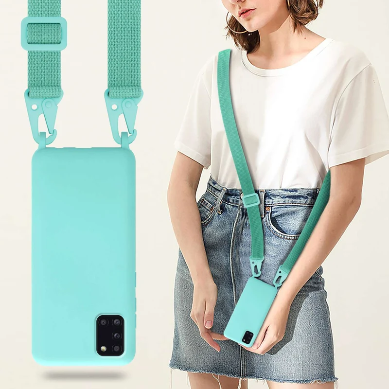 Cadorabo Handy Kette kompatibel mit Samsung Galaxy A31 Silikon Schutzhülle mit längen verstellbaren Kordel Band