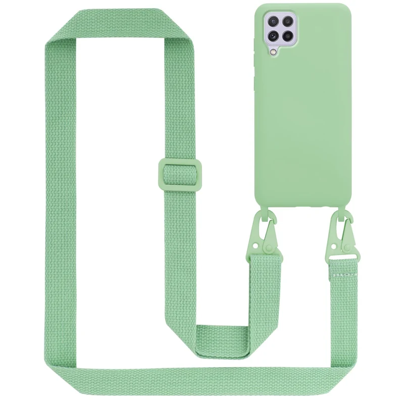 Cadorabo Handy Kette kompatibel mit Samsung Galaxy A22 4G / M22 / M32 4G Silikon Schutzhülle mit längen verstellbaren Kordel Band
