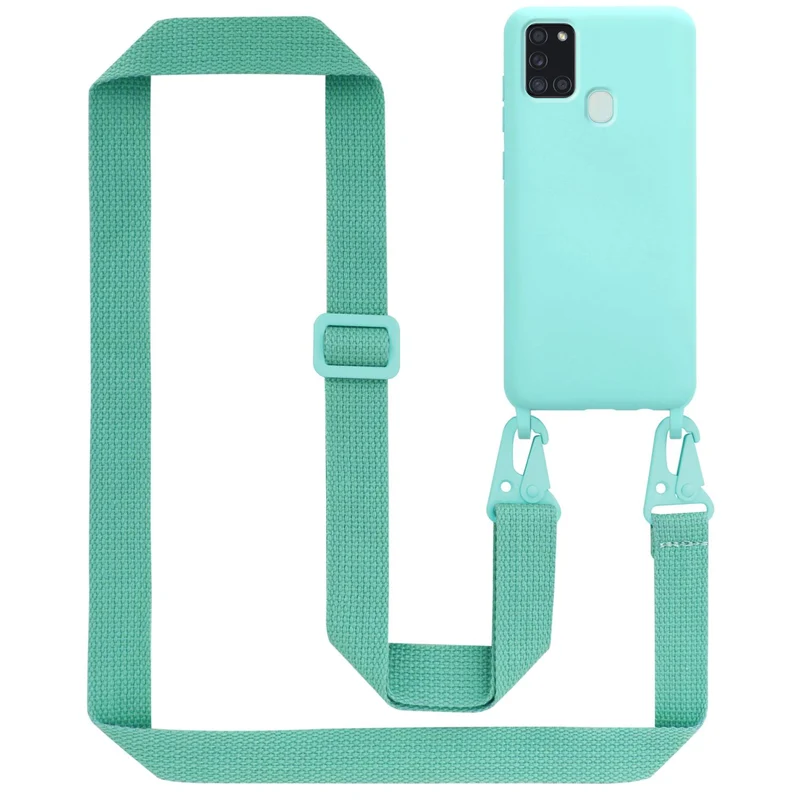 Cadorabo Handy Kette kompatibel mit Samsung Galaxy A21s Silikon Schutzhülle mit längen verstellbaren Kordel Band