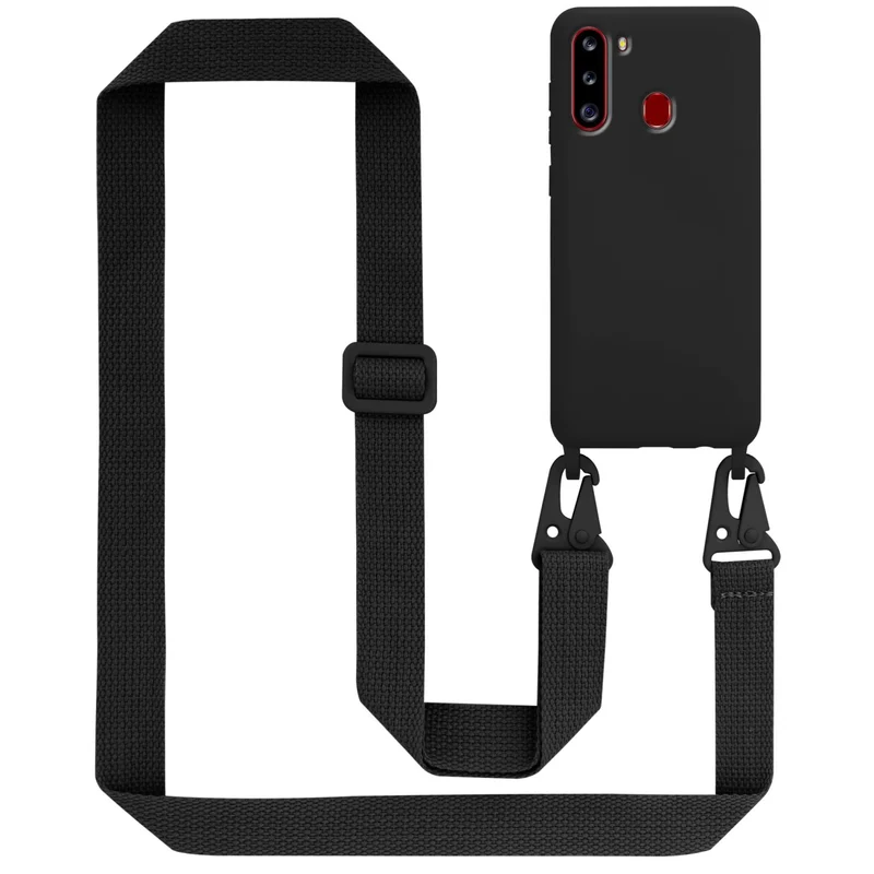 Cadorabo Handy Kette kompatibel mit Samsung Galaxy A21 Silikon Schutzhülle mit längen verstellbaren Kordel Band