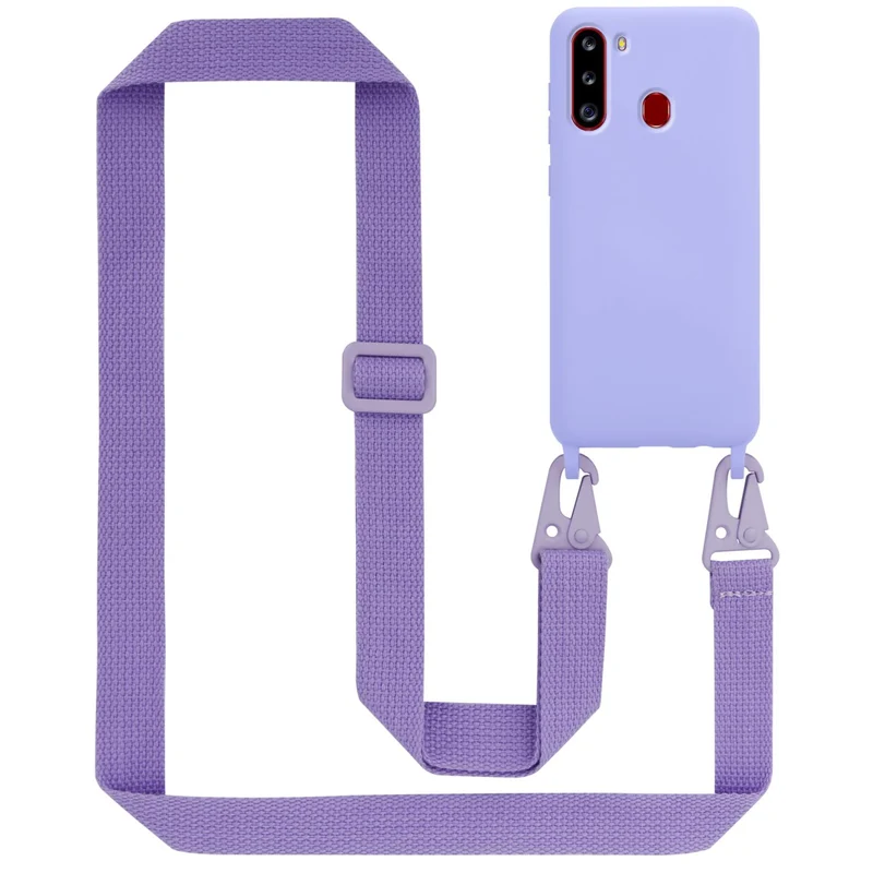 Cadorabo Handy Kette kompatibel mit Samsung Galaxy A21 Silikon Schutzhülle mit längen verstellbaren Kordel Band