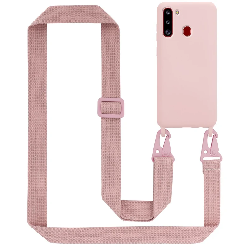 Cadorabo Handy Kette kompatibel mit Samsung Galaxy A21 Silikon Schutzhülle mit längen verstellbaren Kordel Band