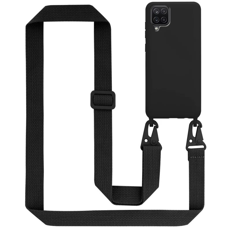 Cadorabo Handy Kette kompatibel mit Samsung Galaxy A12 / M12 Silikon Schutzhülle mit längen verstellbaren Kordel Band