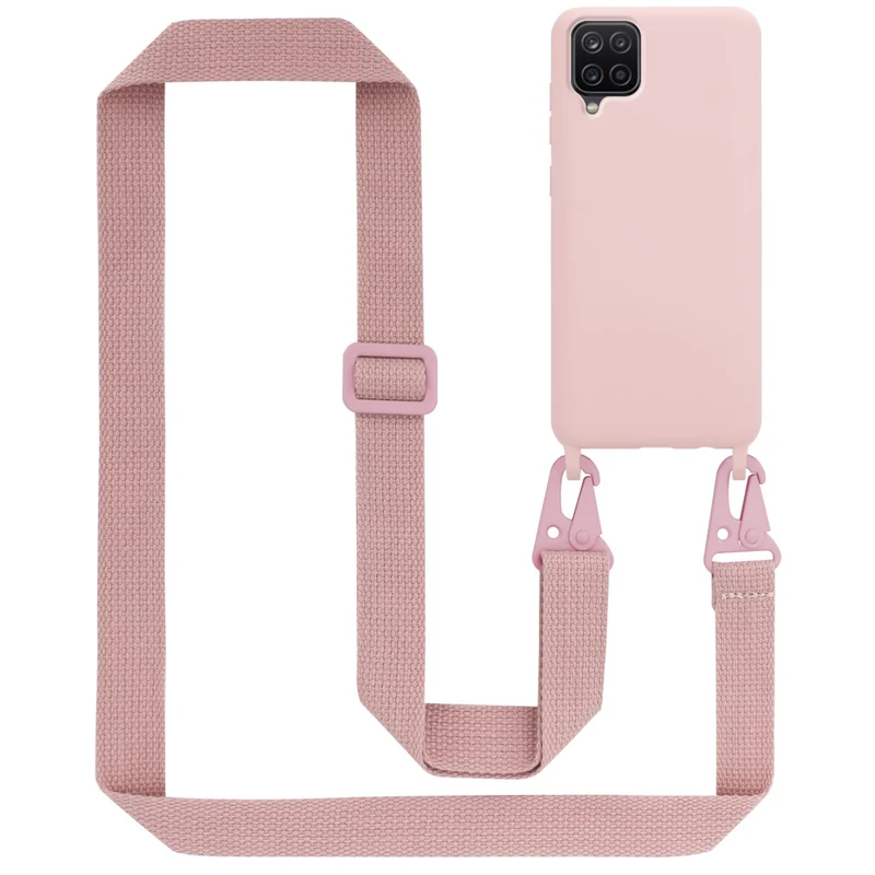 Cadorabo Handy Kette kompatibel mit Samsung Galaxy A12 / M12 Silikon Schutzhülle mit längen verstellbaren Kordel Band
