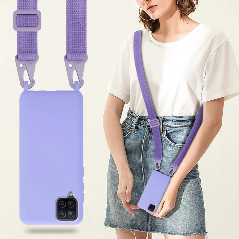 Cadorabo Handy Kette kompatibel mit Samsung Galaxy A12 / M12 Silikon Schutzhülle mit längen verstellbaren Kordel Band