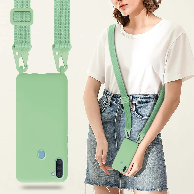 Cadorabo Handy Kette kompatibel mit Samsung Galaxy A11 / M11 Silikon Schutzhülle mit längen verstellbaren Kordel Band