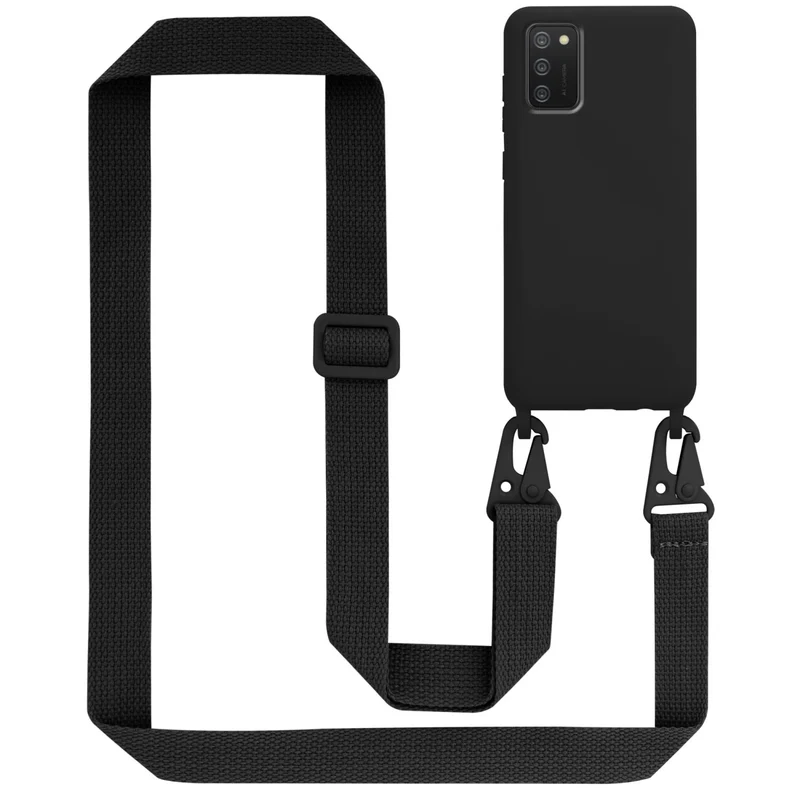 Cadorabo Handy Kette kompatibel mit Samsung Galaxy A02s Silikon Schutzhülle mit längen verstellbaren Kordel Band