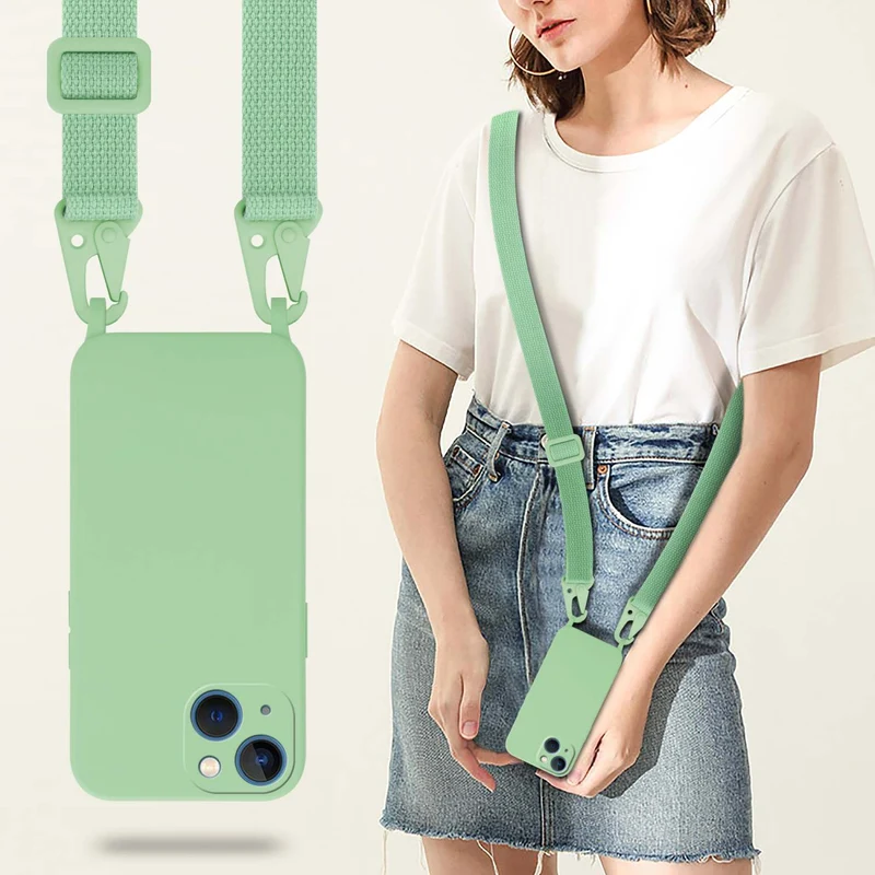 Cadorabo Handy Kette kompatibel mit Apple iPhone 13 MINI Silikon Schutzhülle mit längen verstellbaren Kordel Band