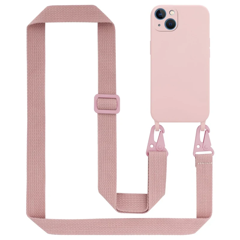 Cadorabo Handy Kette kompatibel mit Apple iPhone 13 Silikon Schutzhülle mit längen verstellbaren Kordel Band