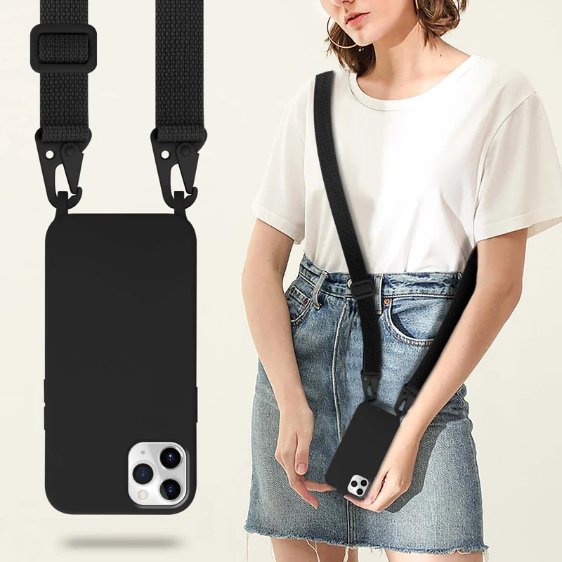 Cadorabo Handy Kette kompatibel mit Apple iPhone 11 PRO Silikon Schutzhülle mit längen verstellbaren Kordel Band