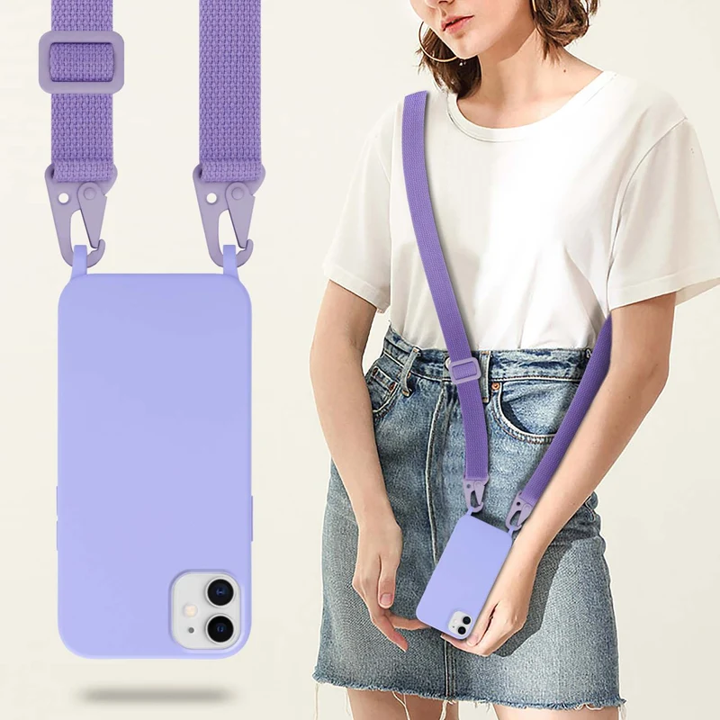 Cadorabo Handy Kette kompatibel mit Apple iPhone 11 Silikon Schutzhülle mit längen verstellbaren Kordel Band