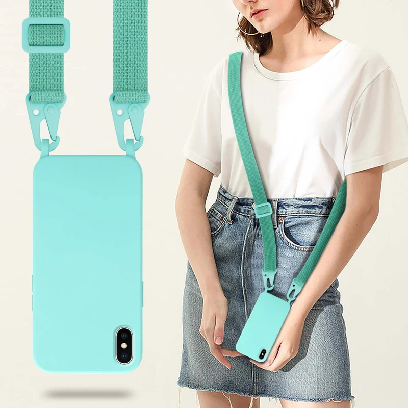 Cadorabo Handy Kette kompatibel mit Apple iPhone XS MAX Silikon Schutzhülle mit längen verstellbaren Kordel Band