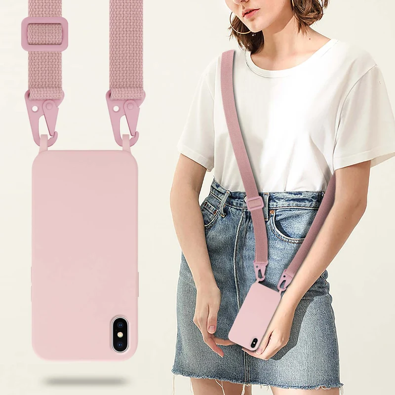 Cadorabo Handy Kette kompatibel mit Apple iPhone XS MAX Silikon Schutzhülle mit längen verstellbaren Kordel Band