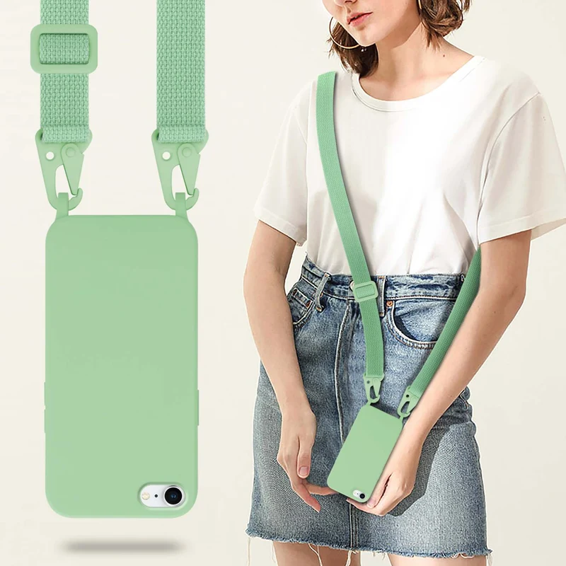 Cadorabo Handy Kette kompatibel mit Apple iPhone 7 / 7S / 8 / SE 2020 Silikon Schutzhülle mit längen verstellbaren Kordel Band