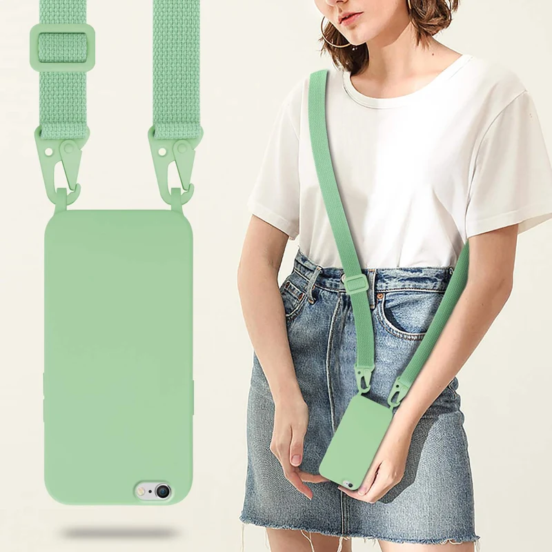 Cadorabo Handy Kette kompatibel mit Apple iPhone 6 PLUS / 6S PLUS Silikon Schutzhülle mit längen verstellbaren Kordel Band
