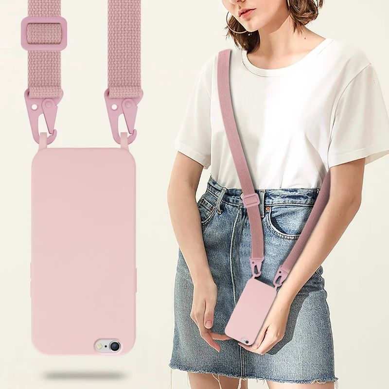 Cadorabo Handy Kette kompatibel mit Apple iPhone 6 / 6S Silikon Schutzhülle mit längen verstellbaren Kordel Band