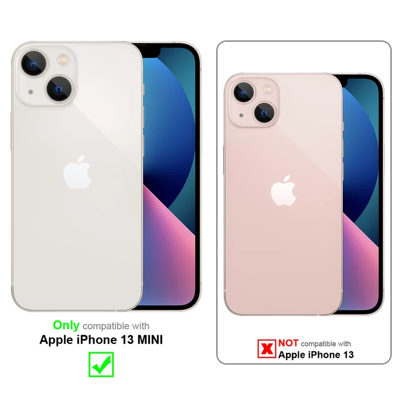 Cadorabo Hülle kompatibel mit Apple iPhone 13 MINI Schutzhülle mit Magnetverschluss, Standfunktion und Kartenfach