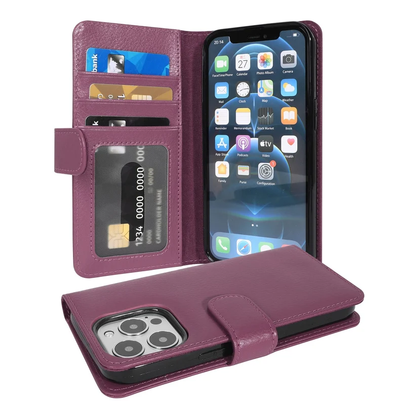 Cadorabo Hülle kompatibel mit Apple iPhone 13 PRO Schutzhülle mit Magnetverschluss und 3 Kartenfächern