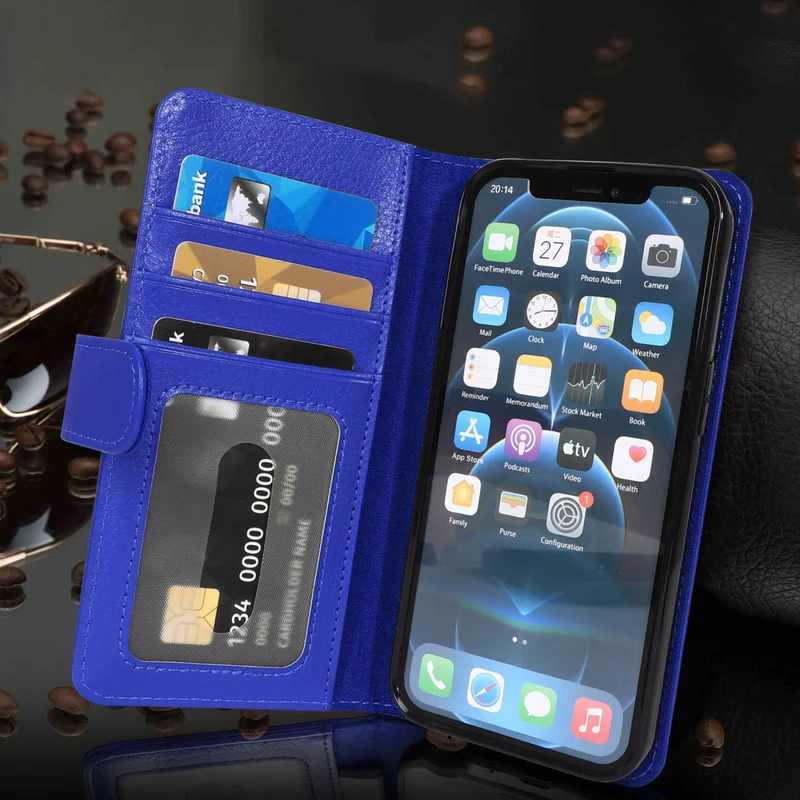 Cadorabo Hülle kompatibel mit Apple iPhone 13 PRO Schutzhülle mit Magnetverschluss und 3 Kartenfächern