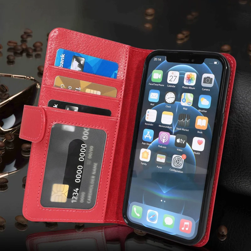 Cadorabo Hülle kompatibel mit Apple iPhone 13 PRO Schutzhülle mit Magnetverschluss und 3 Kartenfächern