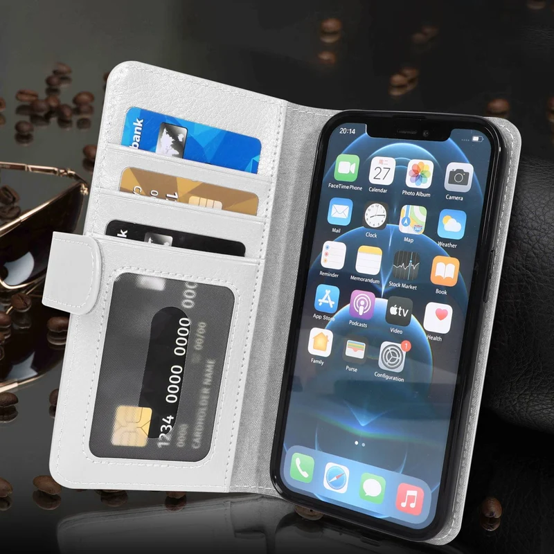 Cadorabo Hülle kompatibel mit Apple iPhone 13 PRO Schutzhülle mit Magnetverschluss und 3 Kartenfächern