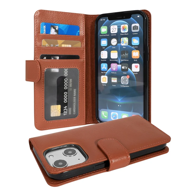 Cadorabo Hülle kompatibel mit Apple iPhone 13 MINI Schutzhülle mit Magnetverschluss und 3 Kartenfächern