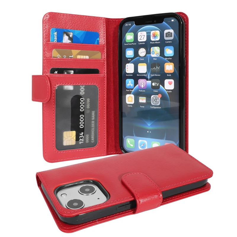 Cadorabo Hülle kompatibel mit Apple iPhone 13 MINI Schutzhülle mit Magnetverschluss und 3 Kartenfächern