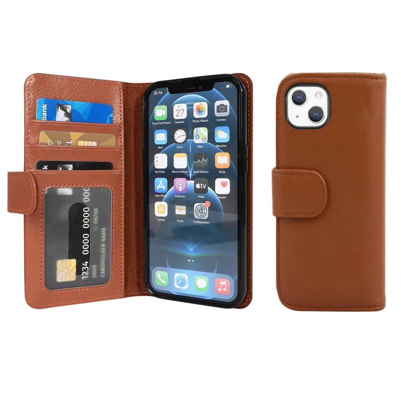 Cadorabo Hülle kompatibel mit Apple iPhone 13 MINI Schutzhülle mit Magnetverschluss und 3 Kartenfächern