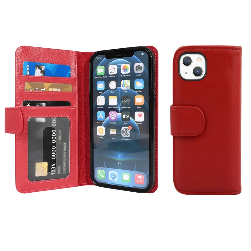 Cadorabo Hülle kompatibel mit Apple iPhone 13 MINI Schutzhülle mit Magnetverschluss und 3 Kartenfächern