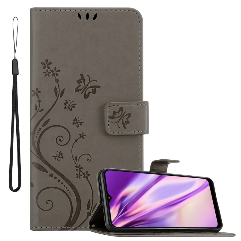 Cadorabo Hülle kompatibel mit Samsung Galaxy A22 5G Schutzhülle im Blumen Design mit Magnetverschluss, Standfunktion und Kartenfächern