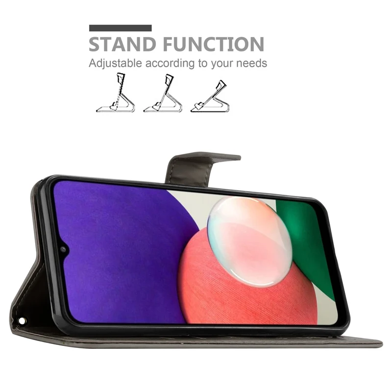 Cadorabo Hülle kompatibel mit Samsung Galaxy A22 5G Schutzhülle im Blumen Design mit Magnetverschluss, Standfunktion und Kartenfächern
