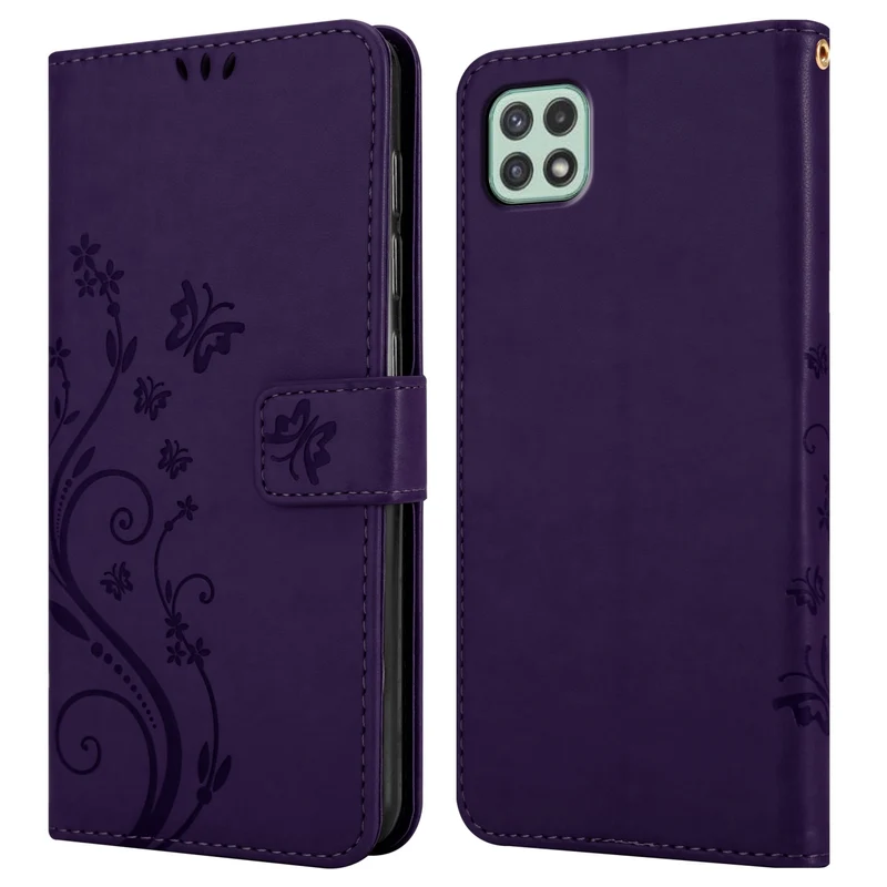 Cadorabo Hülle kompatibel mit Samsung Galaxy A22 5G Schutzhülle im Blumen Design mit Magnetverschluss, Standfunktion und Kartenfächern