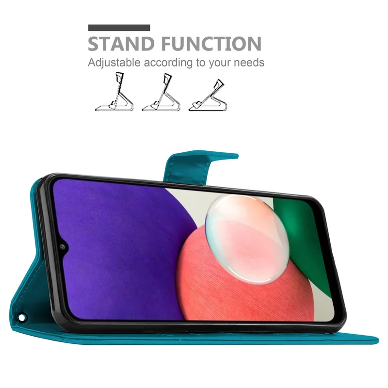 Cadorabo Hülle kompatibel mit Samsung Galaxy A22 5G Schutzhülle im Blumen Design mit Magnetverschluss, Standfunktion und Kartenfächern