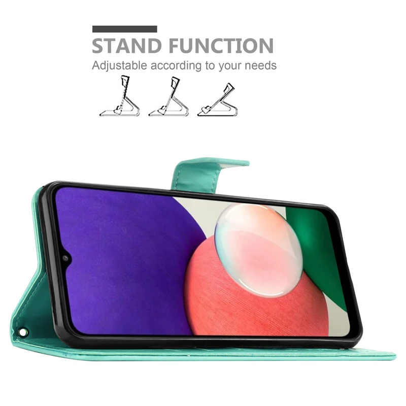 Cadorabo Hülle kompatibel mit Samsung Galaxy A22 5G Schutzhülle im Blumen Design mit Magnetverschluss, Standfunktion und Kartenfächern