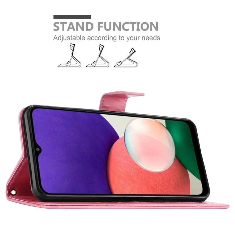 Cadorabo Hülle kompatibel mit Samsung Galaxy A22 5G Schutzhülle im Blumen Design mit Magnetverschluss, Standfunktion und Kartenfächern