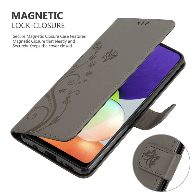 Cadorabo Hülle kompatibel mit Samsung Galaxy A22 4G / M22 / M32 4G Schutzhülle im Blumen Design mit Magnetverschluss, Standfunktion und Kartenfächern