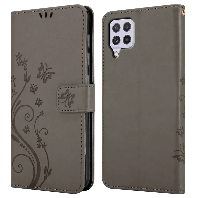 Cadorabo Hülle kompatibel mit Samsung Galaxy A22 4G / M22 / M32 4G Schutzhülle im Blumen Design mit Magnetverschluss, Standfunktion und Kartenfächern