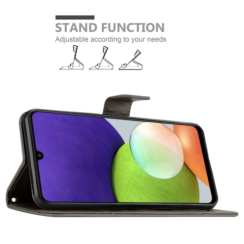 Cadorabo Hülle kompatibel mit Samsung Galaxy A22 4G / M22 / M32 4G Schutzhülle im Blumen Design mit Magnetverschluss, Standfunktion und Kartenfächern