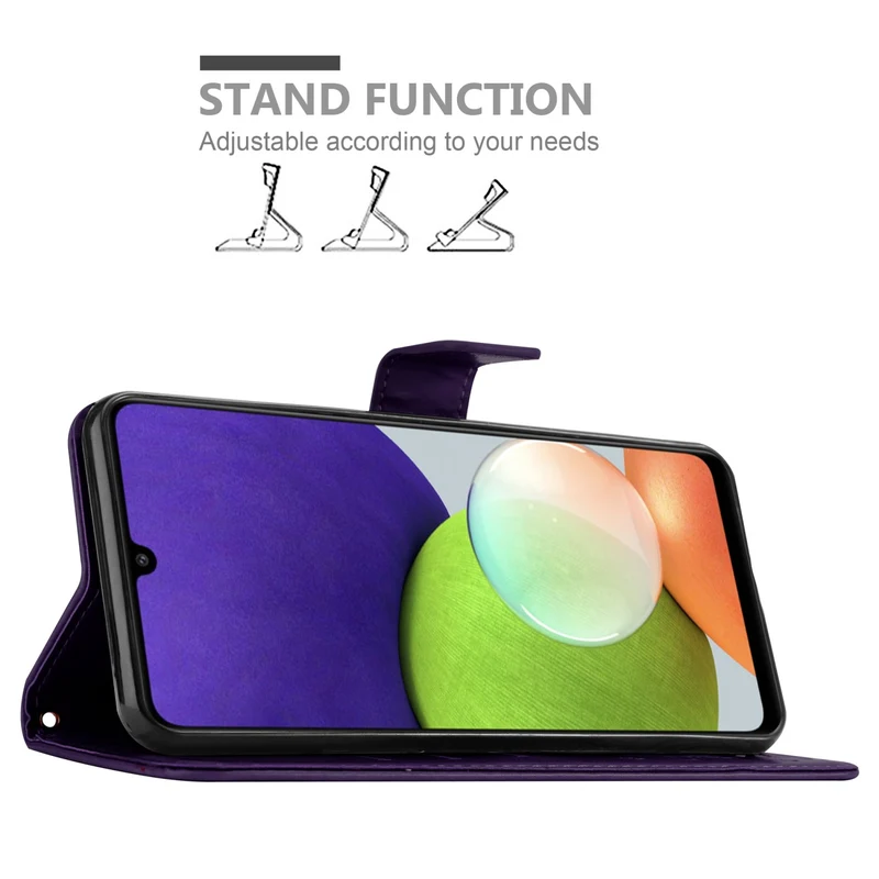Cadorabo Hülle kompatibel mit Samsung Galaxy A22 4G / M22 / M32 4G Schutzhülle im Blumen Design mit Magnetverschluss, Standfunktion und Kartenfächern
